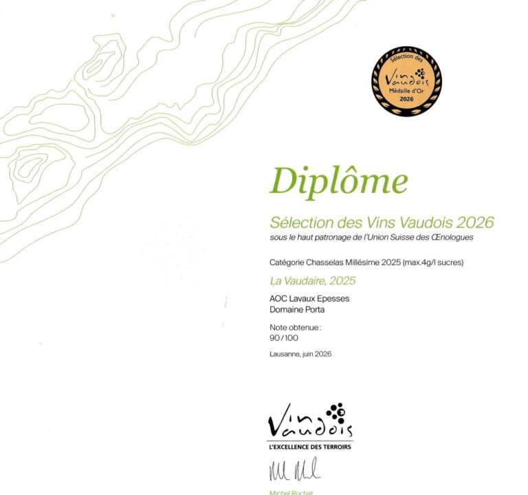Médaille d’or — Epesses – La Vaudaire 2025, Domaine Porta